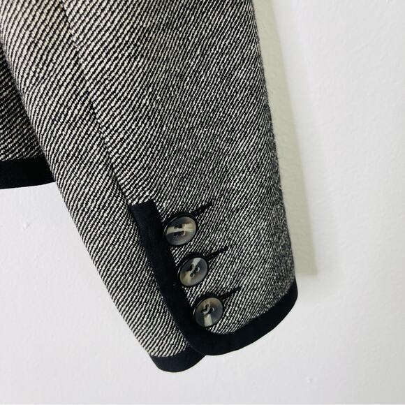 Trina Turk black white silk wool button preppy academia office blazer medium - Picture 8 of 8